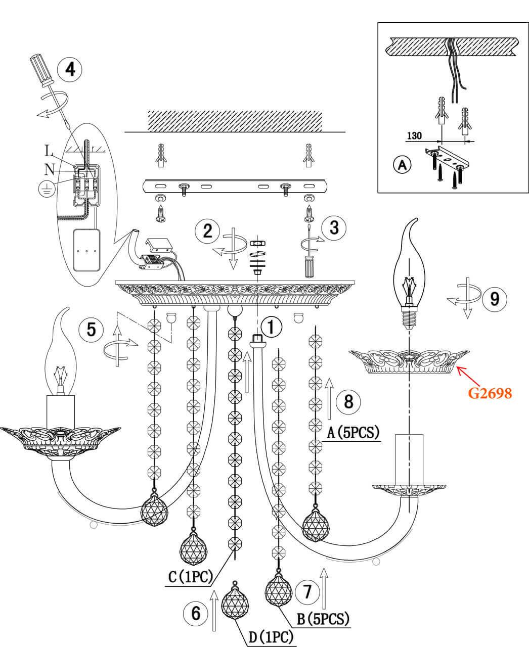 Картинка Потолочная люстра Odeon Light Barra 2698/5C