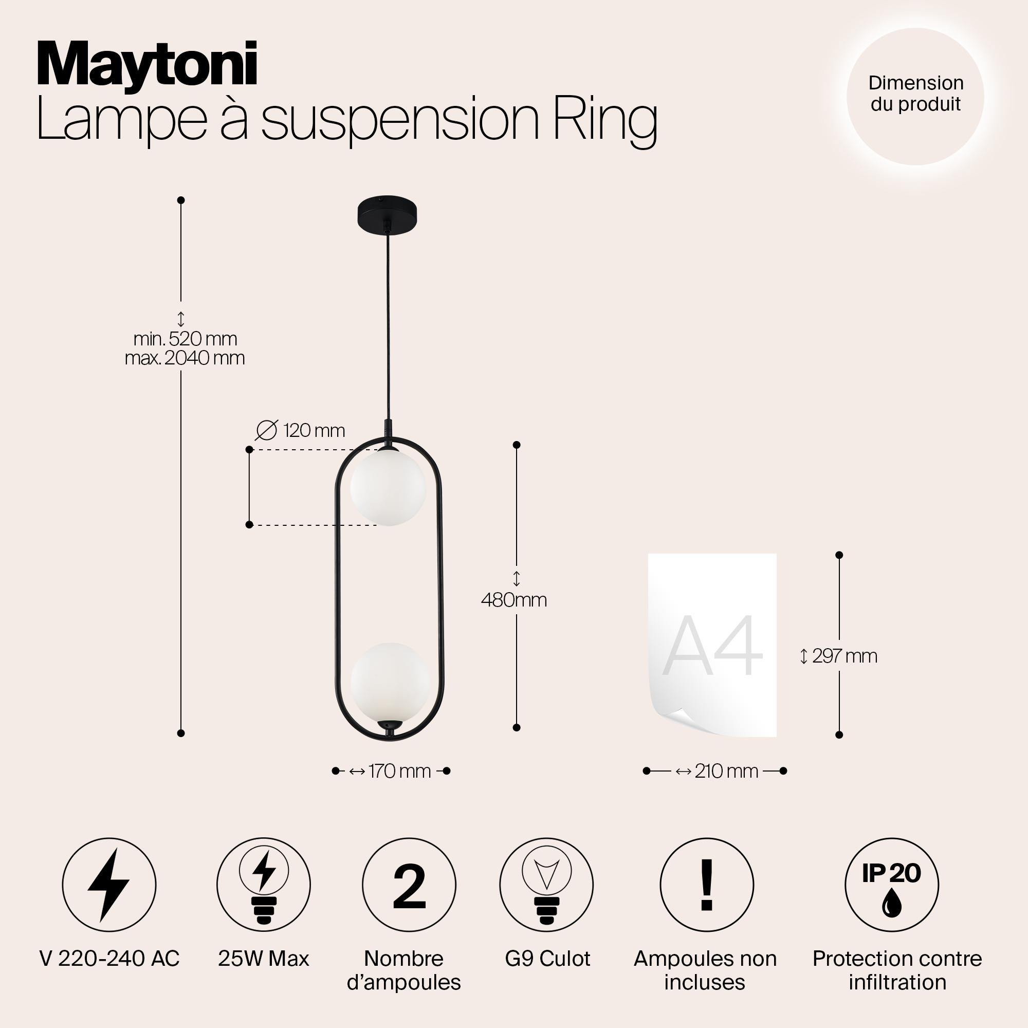 Дополнительная картинка Подвесной светильник Maytoni Ring MOD013PL-02B