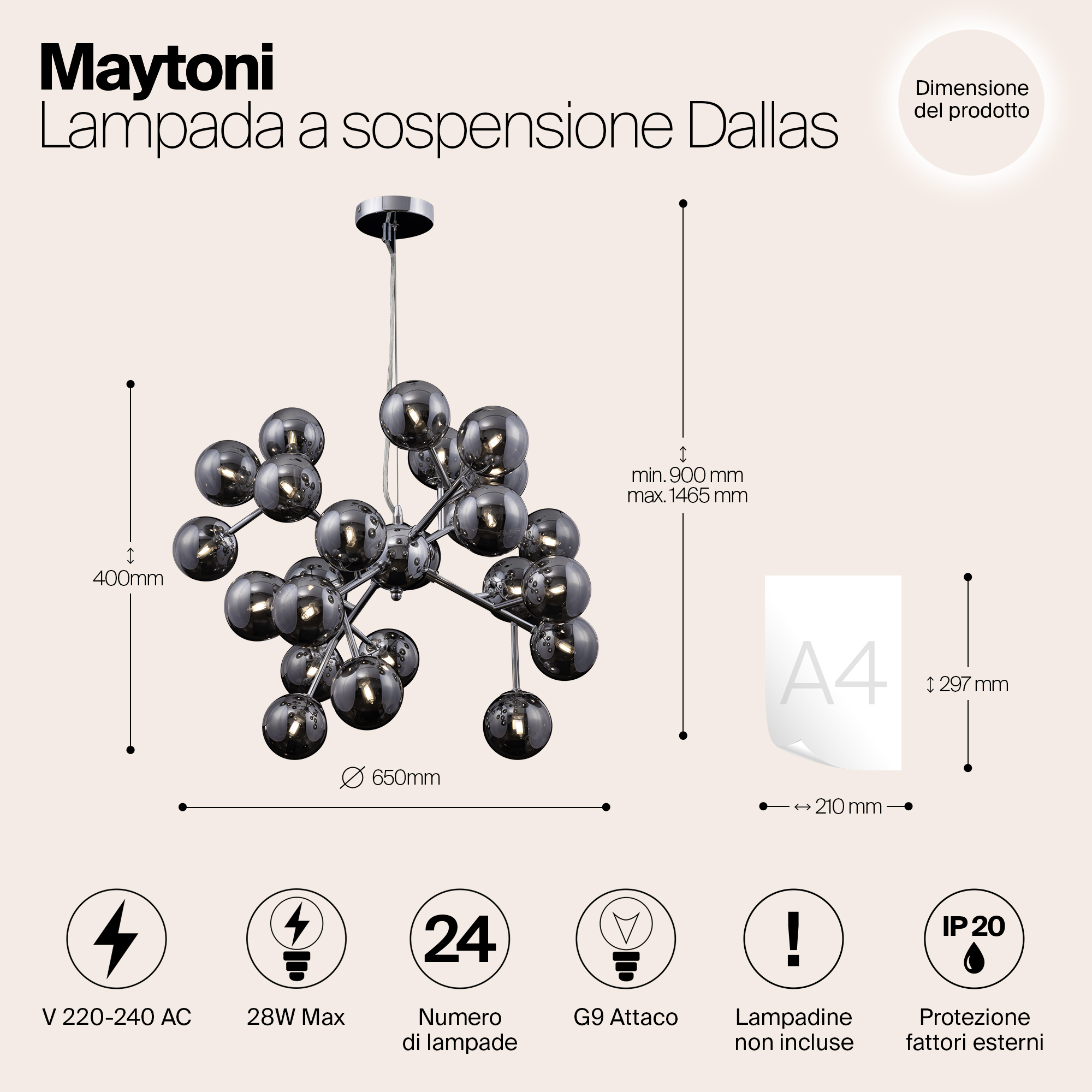 Дополнительная картинка Подвесной светильник Maytoni Dallas MOD545PL-24G