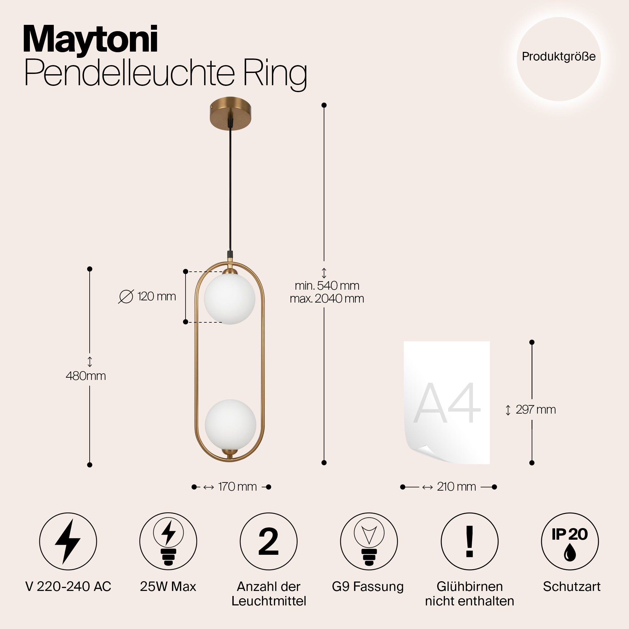 Дополнительная картинка Подвесной светильник Maytoni MOD013PL-02BS1