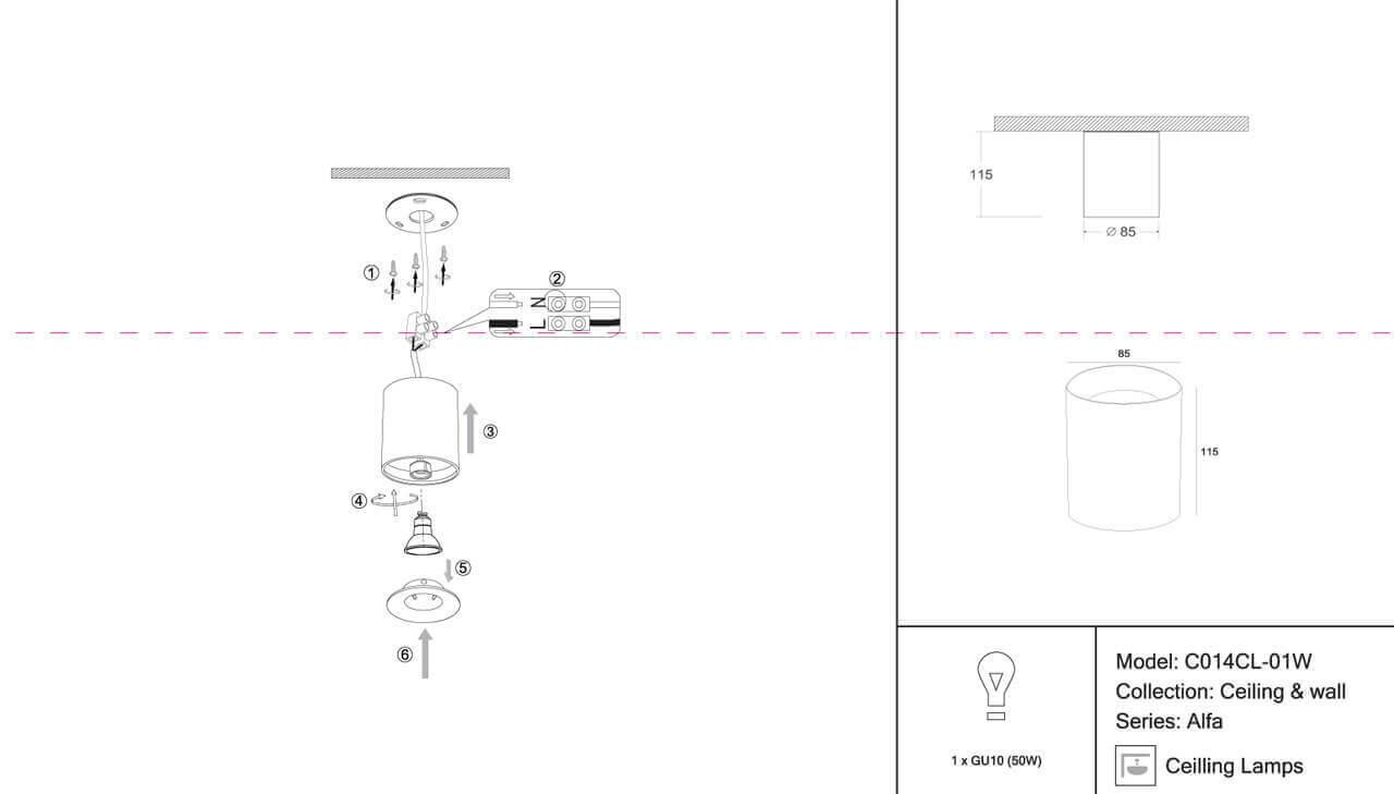 Дополнительная картинка Потолочный светильник Maytoni Alfa C014CL-01W