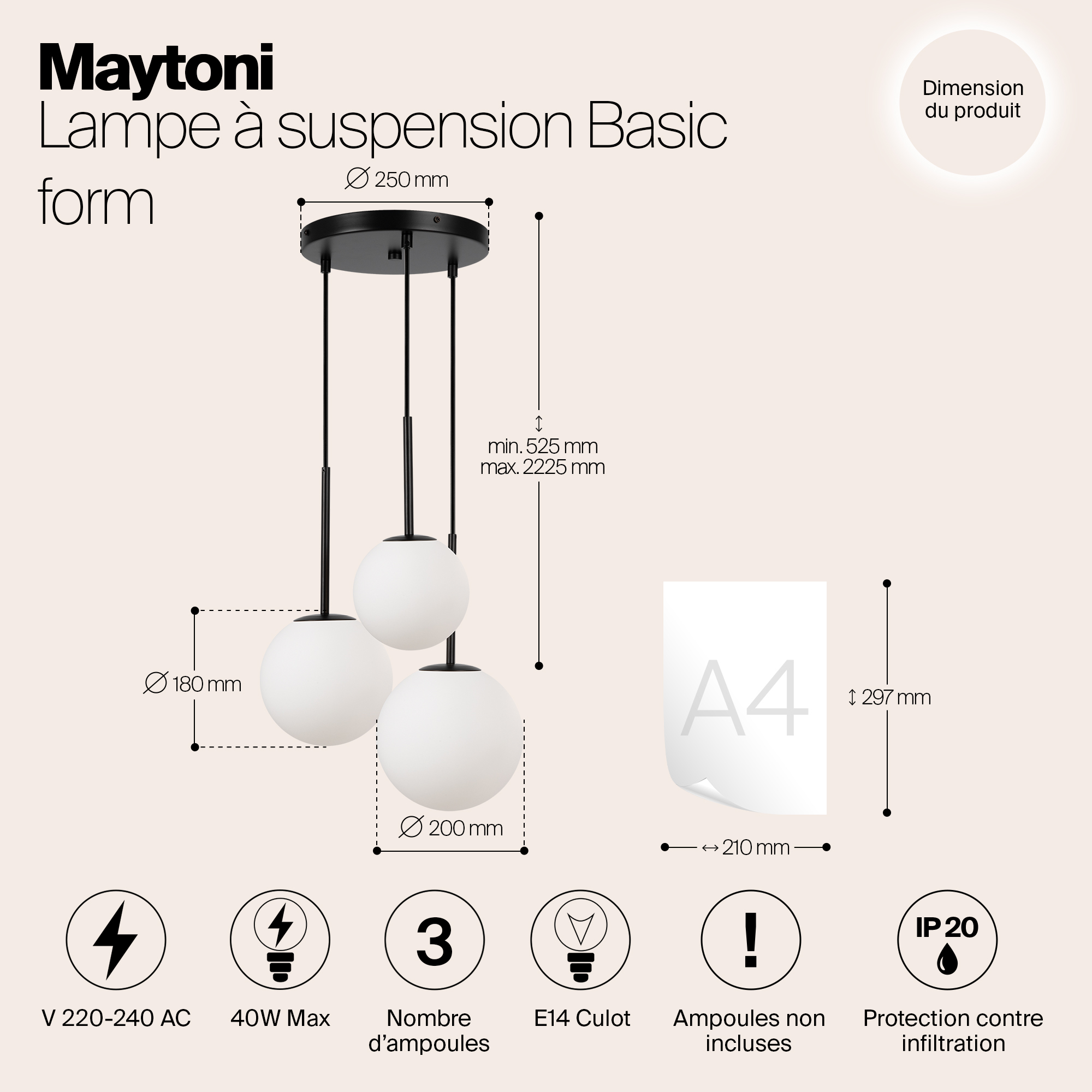 Дополнительная картинка Подвесной светильник Maytoni MOD321PL-03B