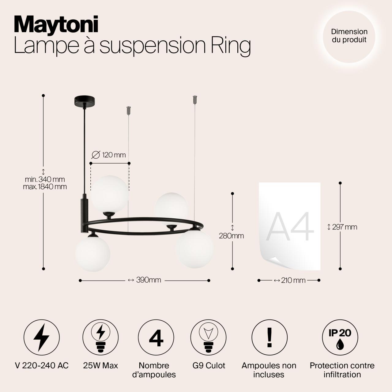 Дополнительная картинка Подвесная люстра Maytoni Ring MOD013PL-04B
