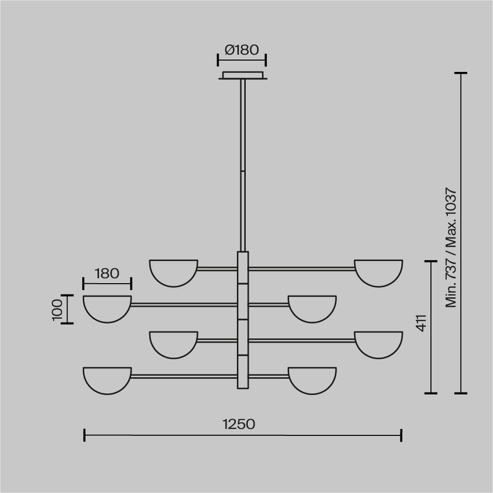 Дополнительная картинка Люстра Technical MOD126PL-08B