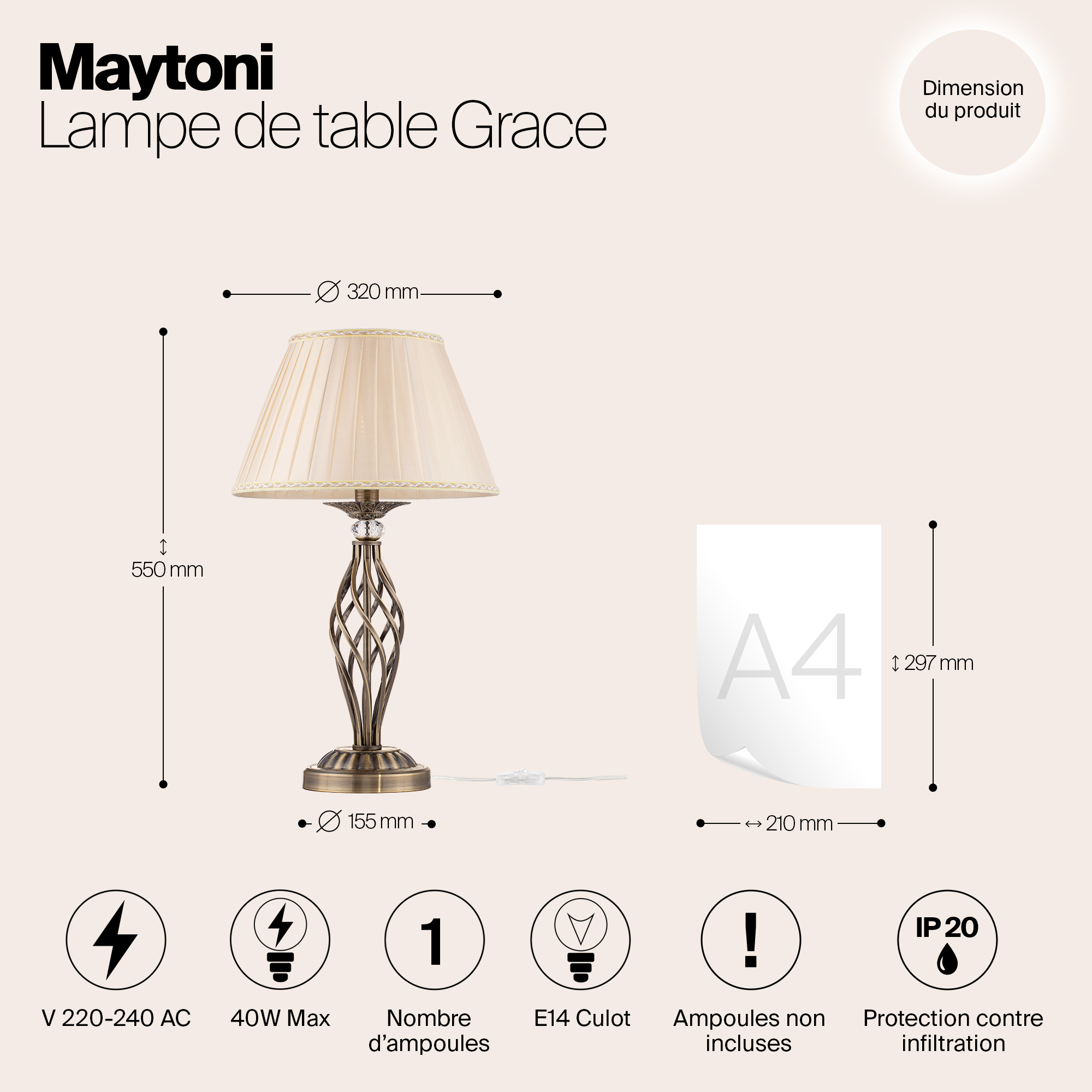 Картинка Настольная лампа Maytoni Grace RC247-TL-01-R