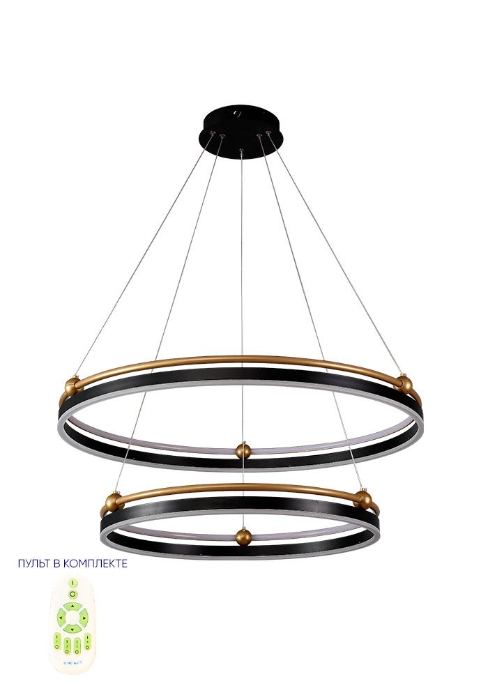 Картинка Люстра Crystal Lux FERNANDO SP123W LED D600+800 BLACK/GOLD Crystal Lux 0621/302