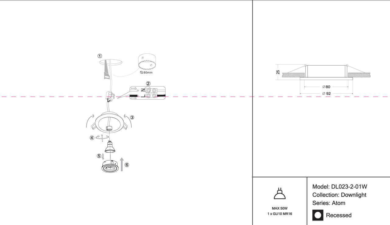 Дополнительная картинка Встраиваемый светильник Maytoni Atom DL023-2-01W