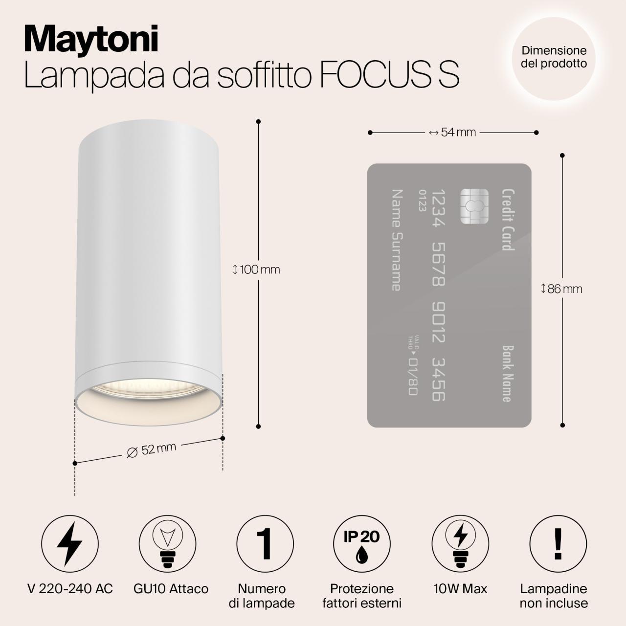 Дополнительная картинка Потолочный светильник Maytoni Focus S C052CL-01W