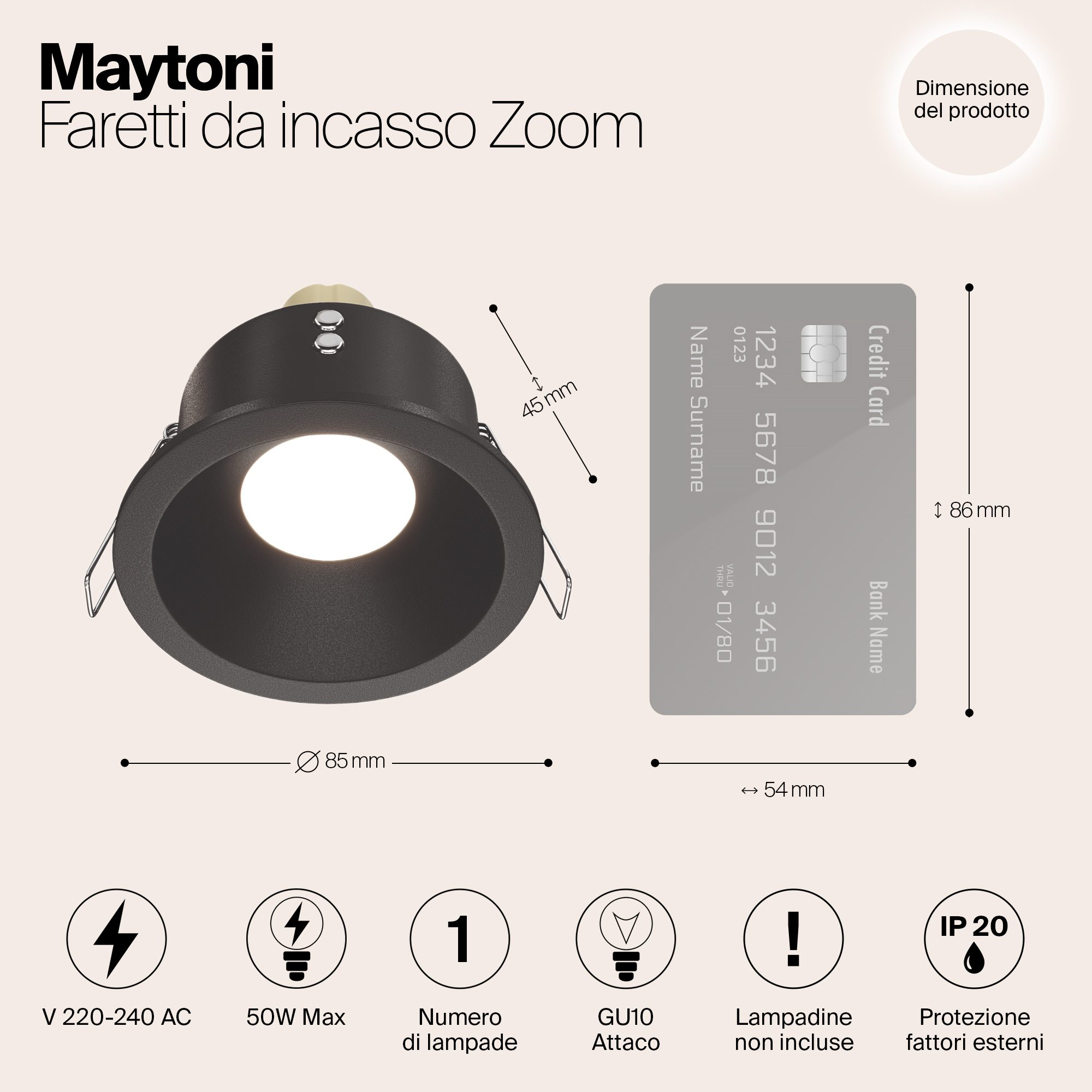 Картинка Встраиваемый светильник Maytoni Zoom DL032-2-01B