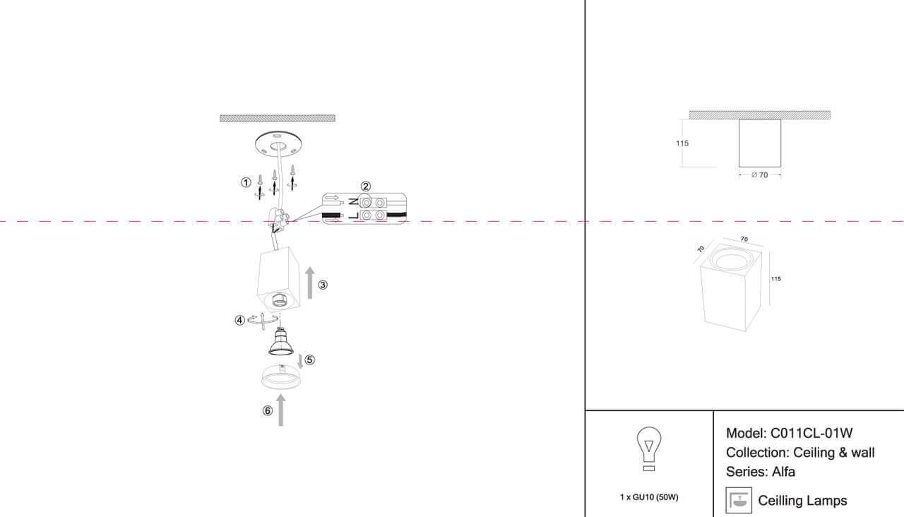 Картинка Потолочный светильник Maytoni Alfa C011CL-01W