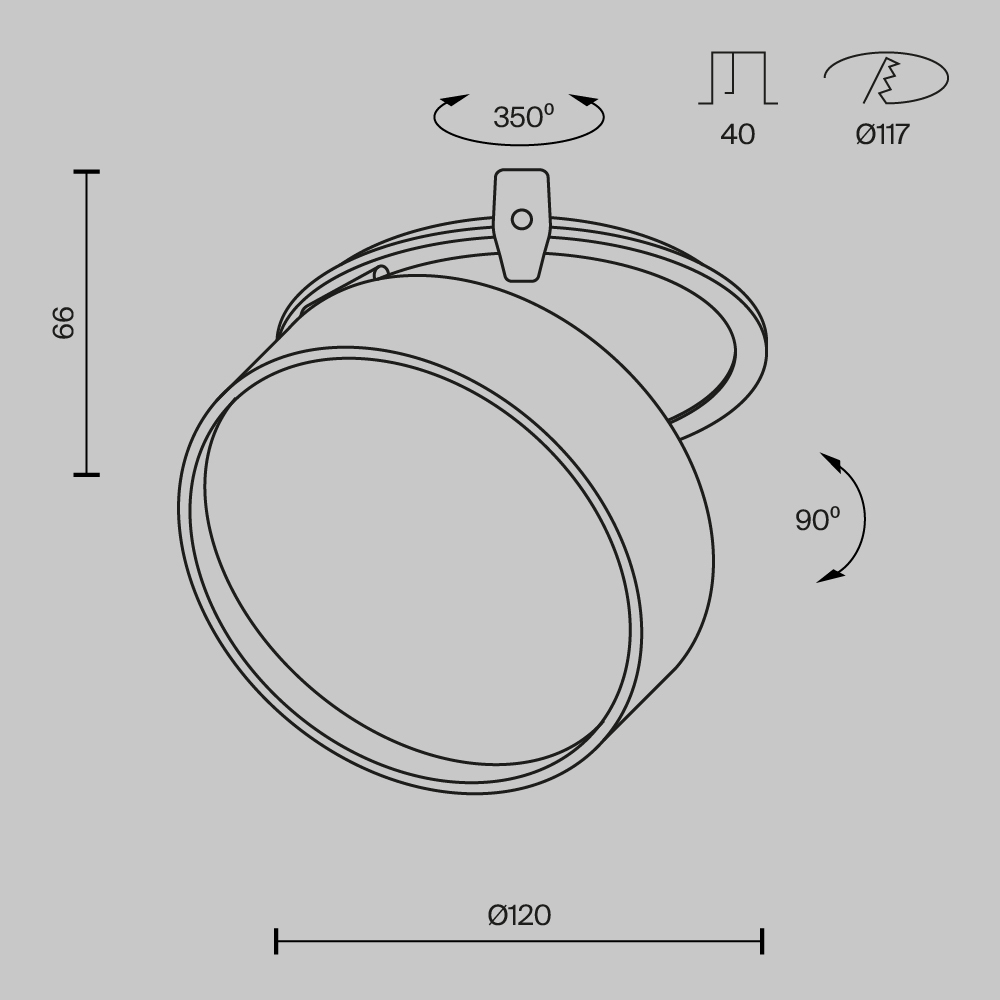 Дополнительная картинка Встраиваемый светильник Technical DL024-18W4K-B