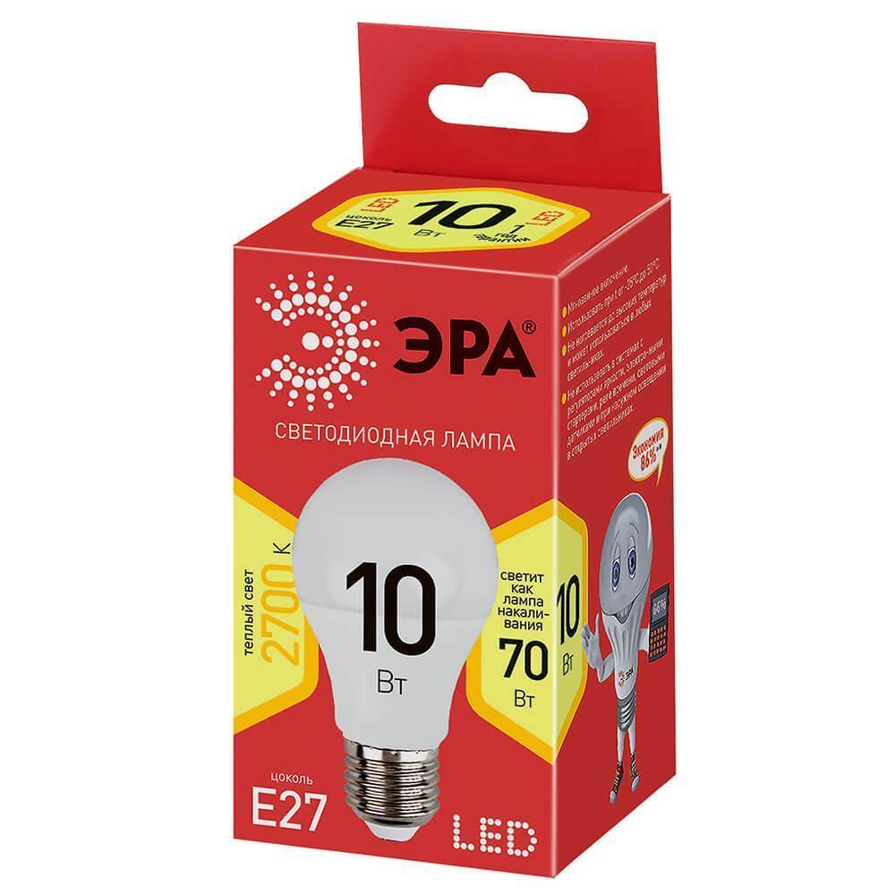 Картинка Лампа светодиодная ЭРА E27 10W 2700K матовая ECO LED A60-10W-827-E27 Б0028006