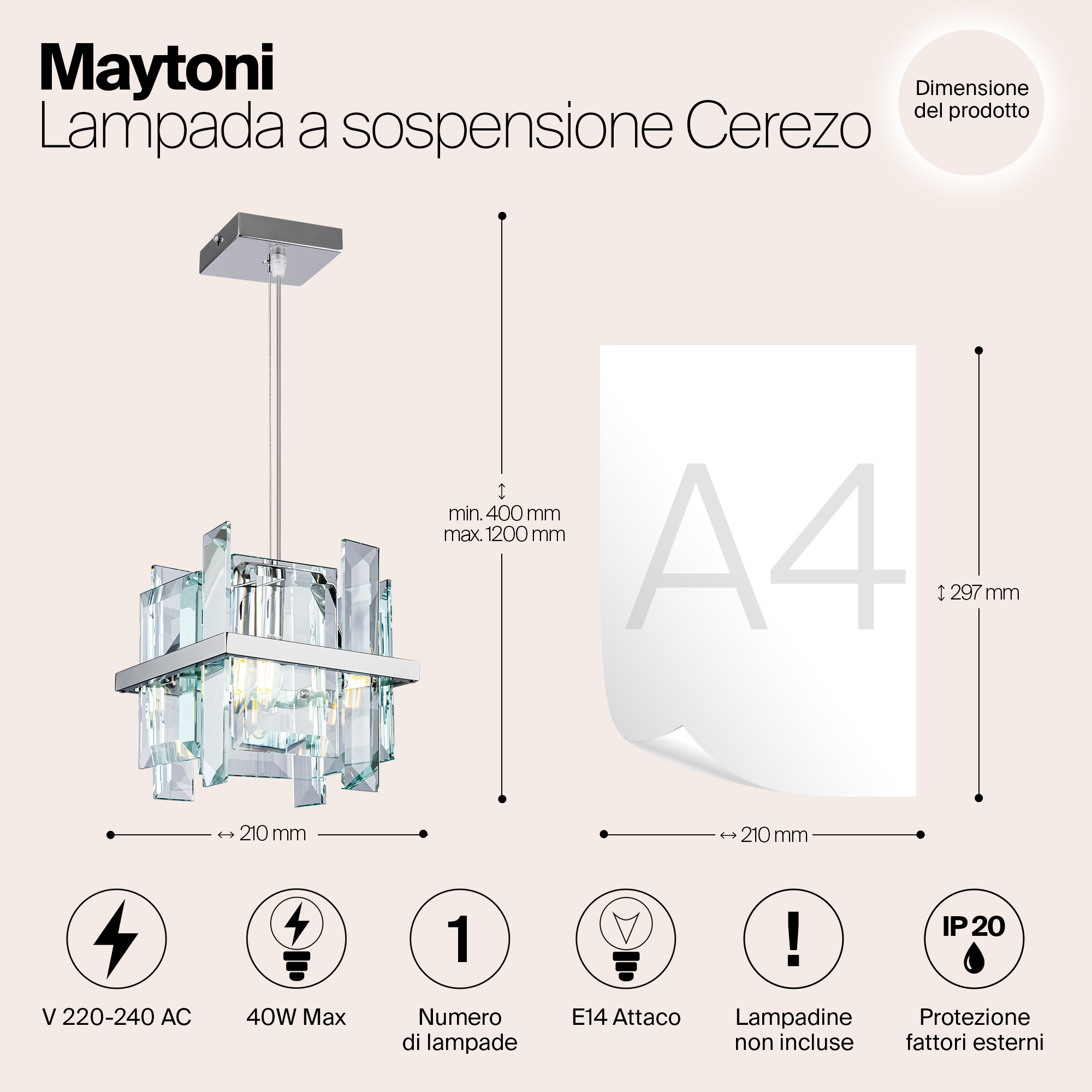 Дополнительная картинка Подвесной светильник Maytoni Cerezo MOD201PL-01N