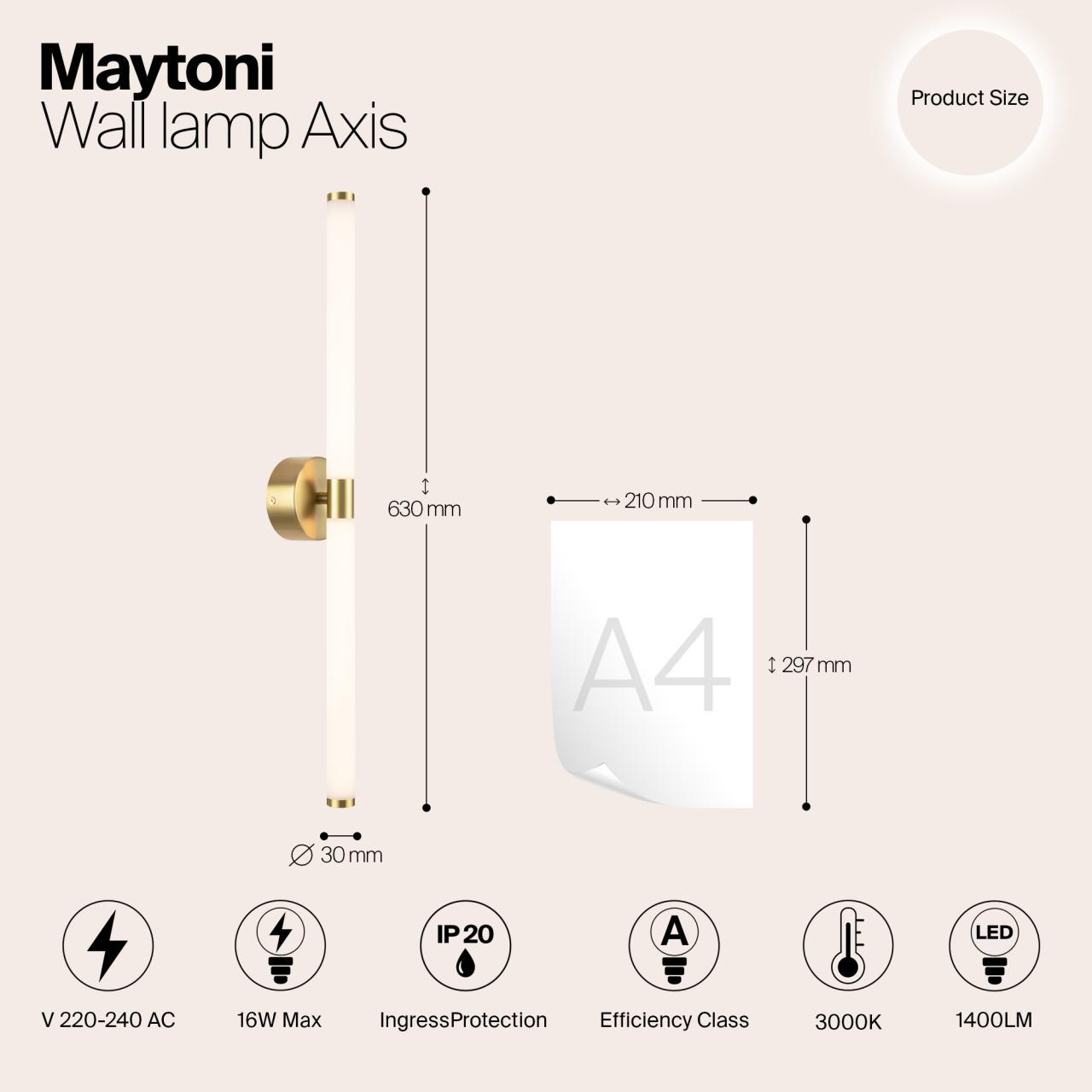 Дополнительная картинка Настенный светильник (бра) Maytoni MOD106WL-L16G3K