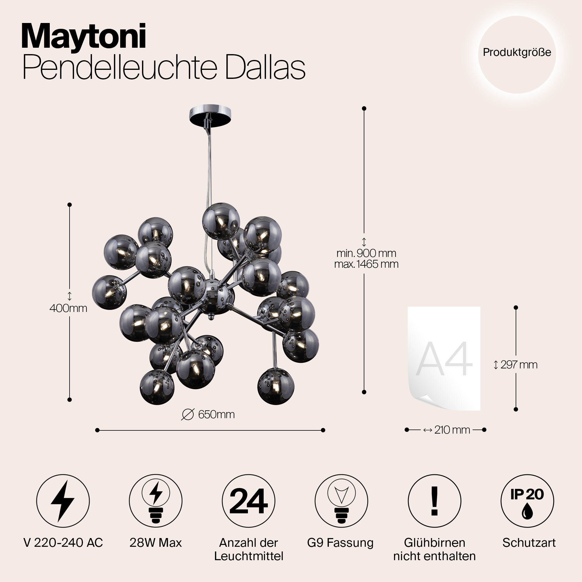 Дополнительная картинка Подвесной светильник Maytoni Dallas MOD545PL-24G