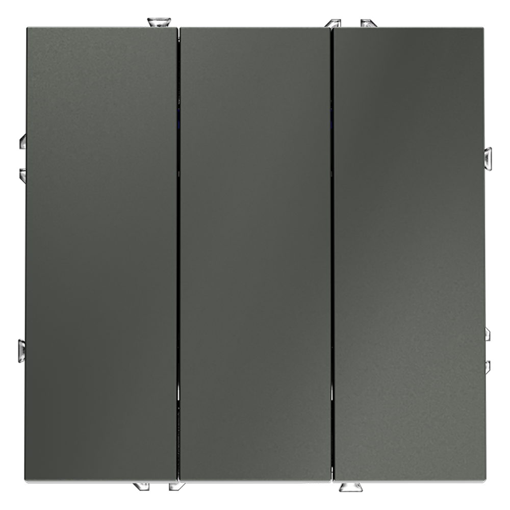 Выключатель встраиваемый VOLTUM S70 трехклавишный 10А, (титан) VLS030106