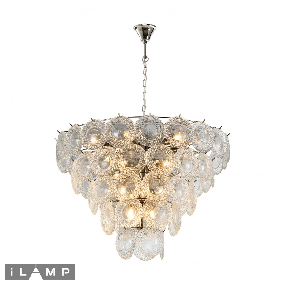 подвесная люстра ilamp rockfeller p2549-18 nickel, доставка по Казахстану 