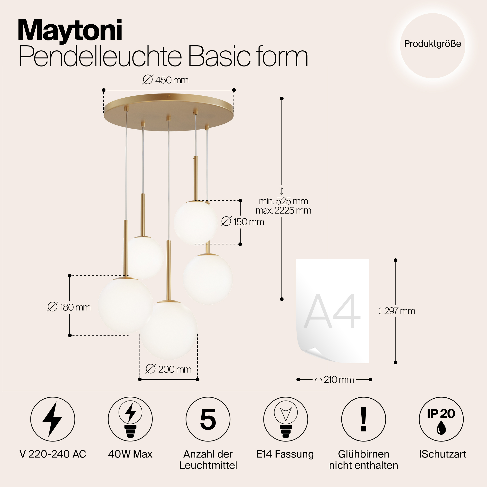Дополнительная картинка Люстра Maytoni MOD321PL-05G1