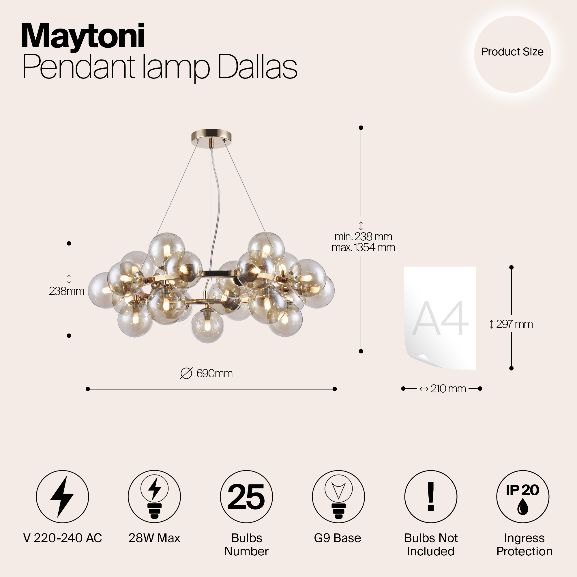 Дополнительная картинка Подвесная люстра Maytoni Dallas MOD548PL-25G