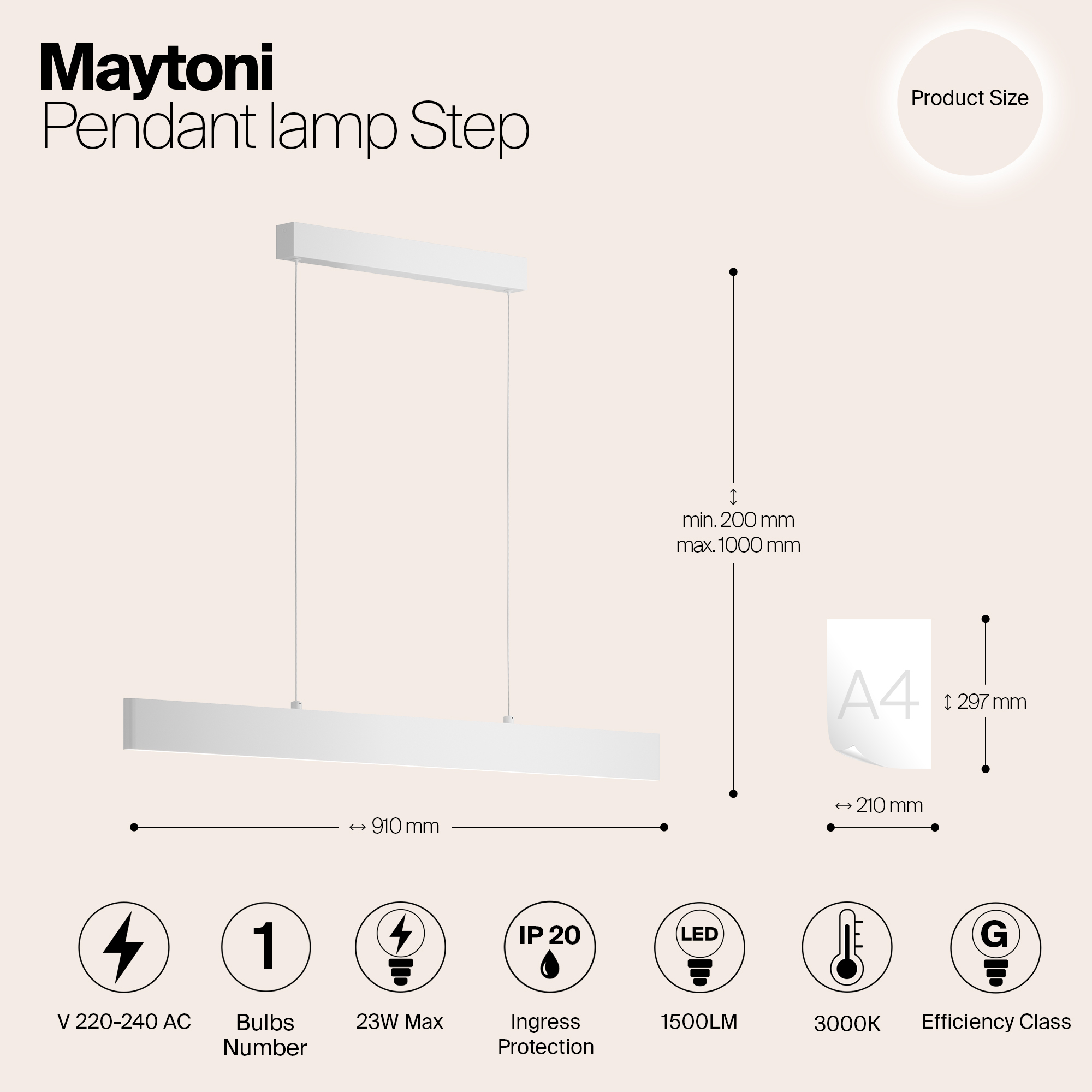 Картинка Подвесной светодиодный светильник Maytoni Step P010PL-L23W