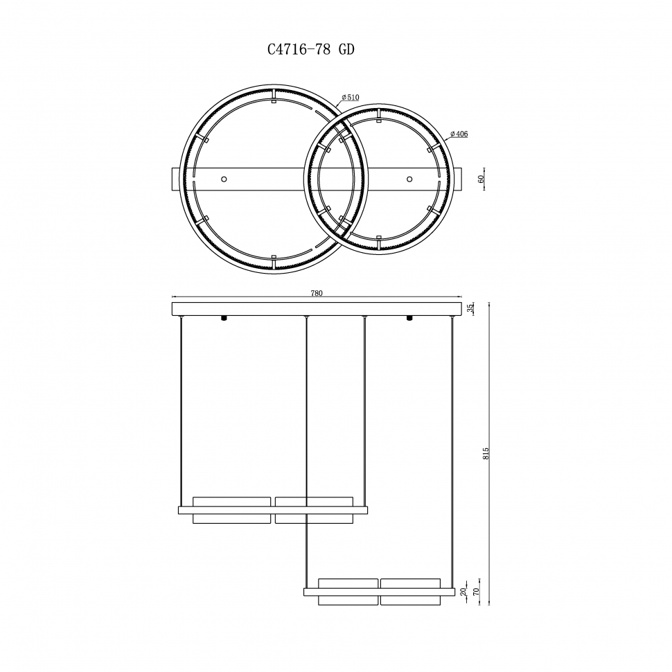 Картинка Светильник подвесной iLedex Meridian iLedex C4716-78 GD
