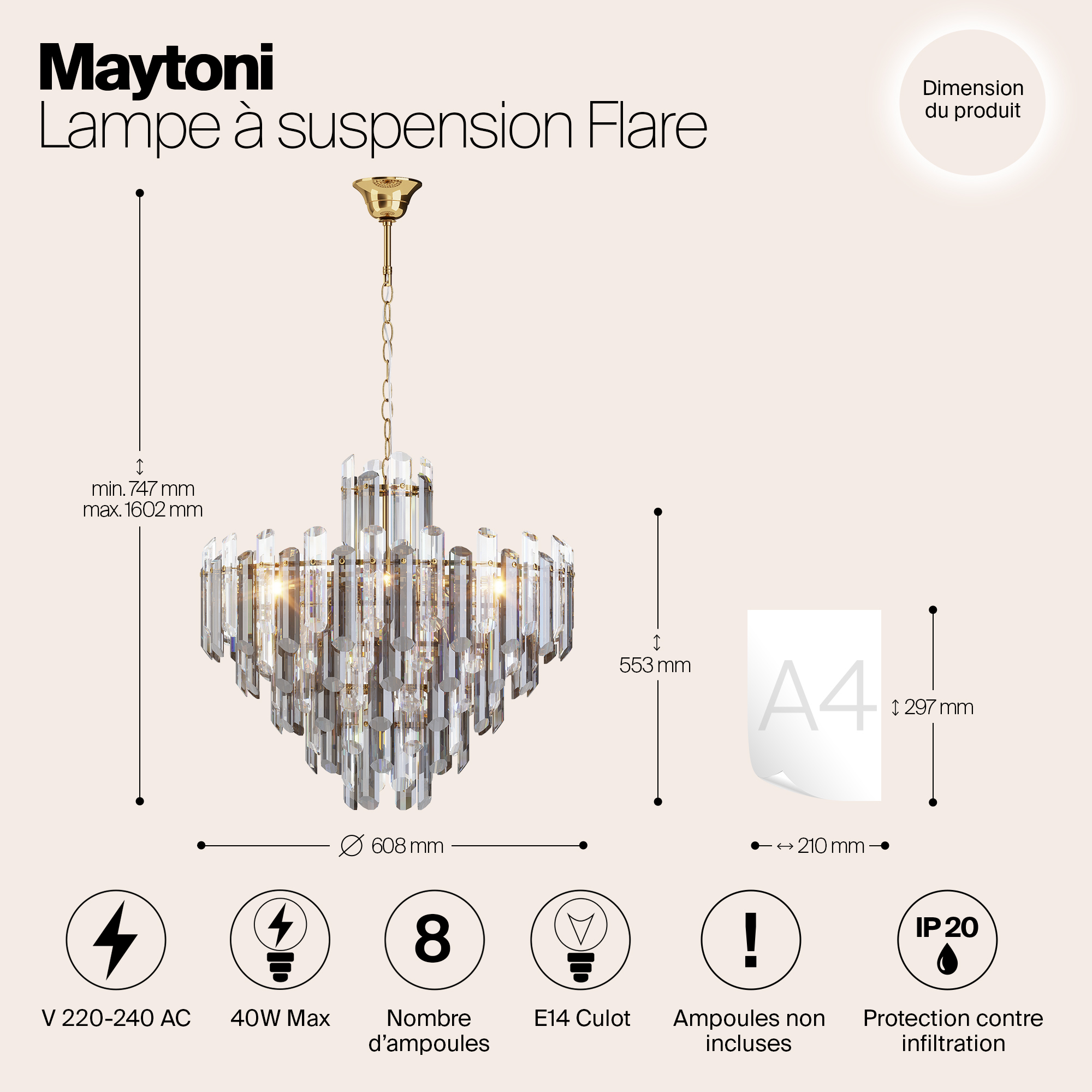 Дополнительная картинка Люстра Maytoni DIA200PL-08G