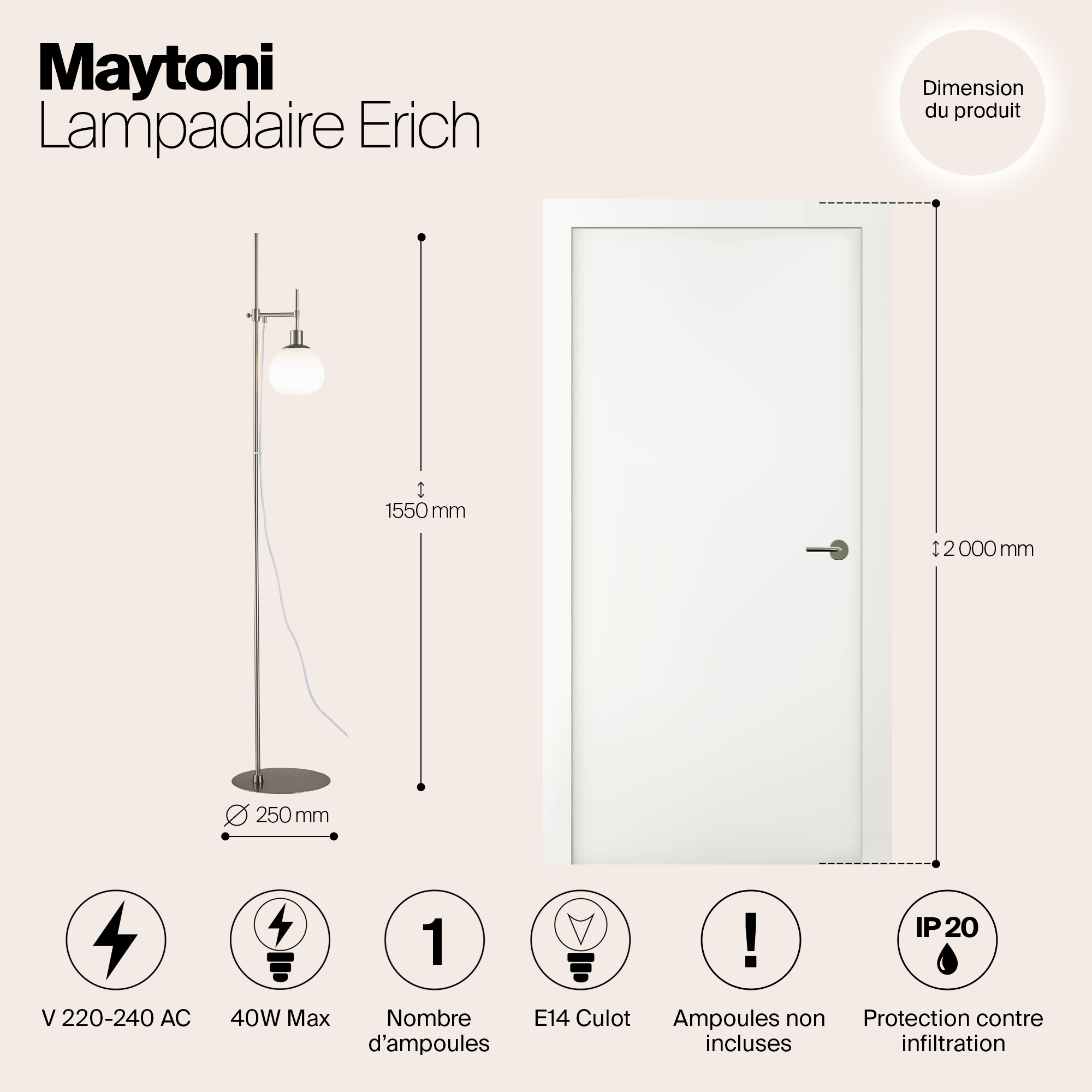 Картинка Торшер Maytoni Erich MOD221-FL-01-N