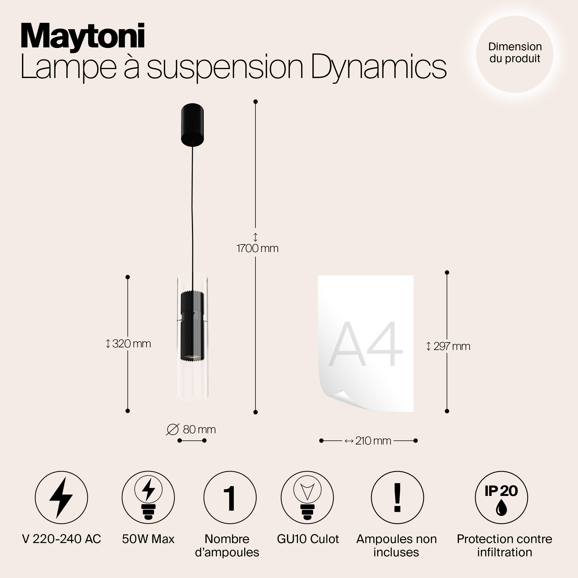 Дополнительная картинка Подвесной светильник Maytoni MOD326PL-01B