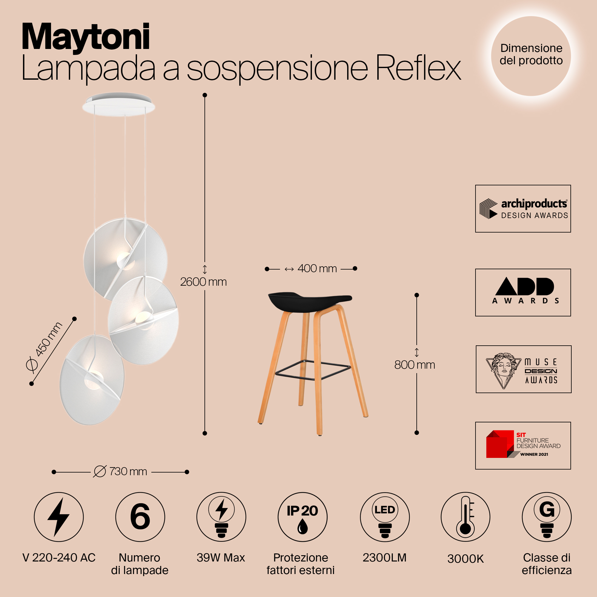 Дополнительная картинка Подвесной светильник Maytoni MOD154PL-L6W3K1