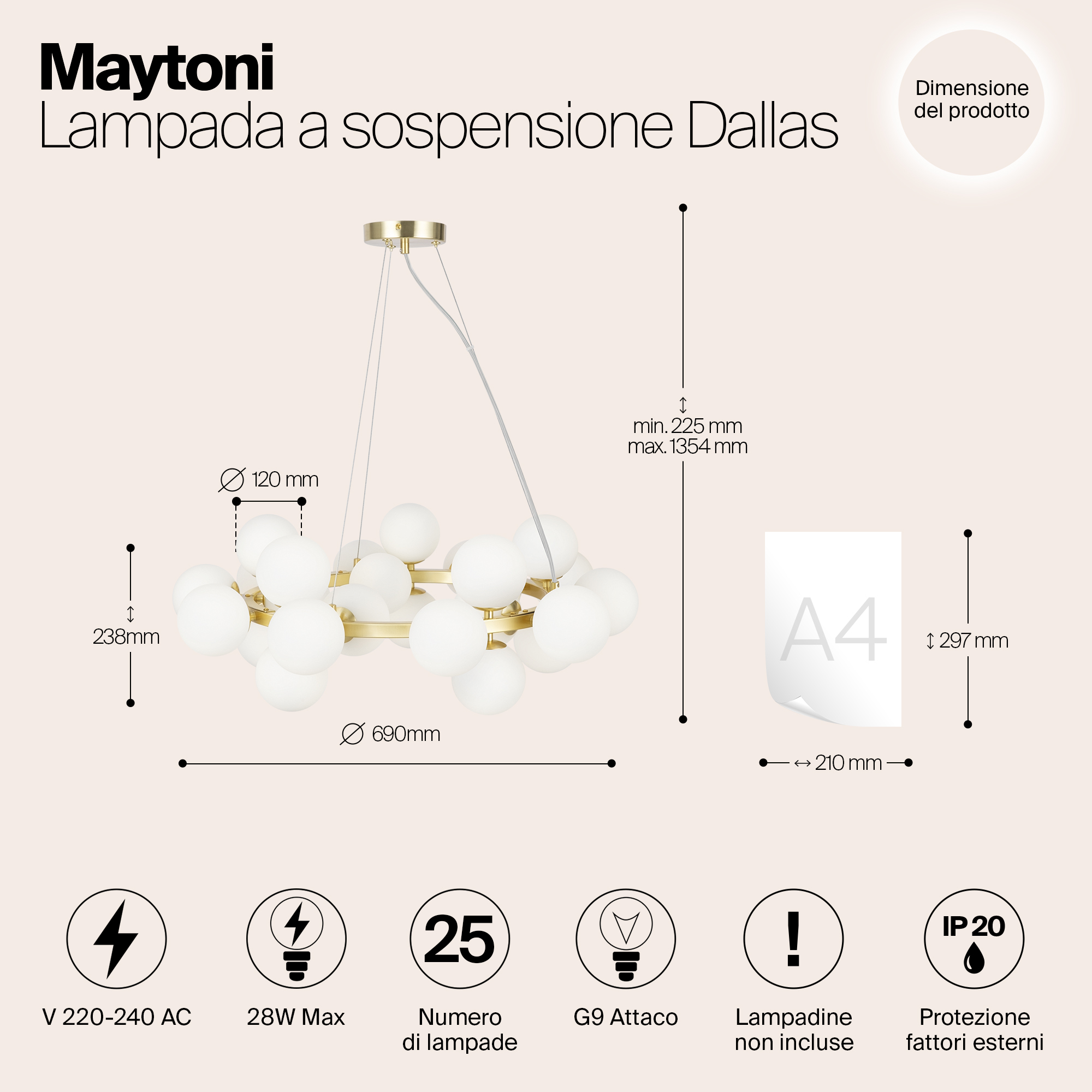 Дополнительная картинка Подвесной светильник Maytoni MOD545PL-25BS