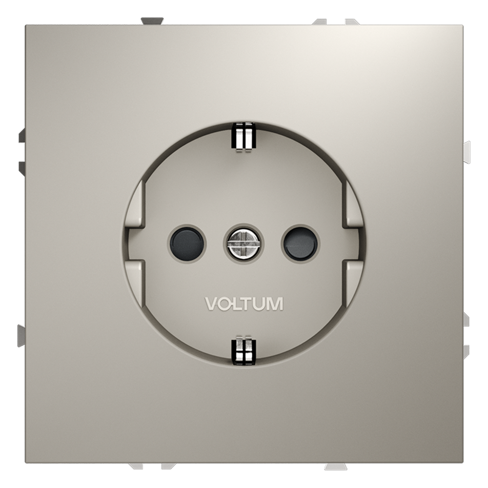 Розетка встраиваемая VOLTUM S70 с заземлением и защитными шторками, 16А, (кашемир) VLS040203 