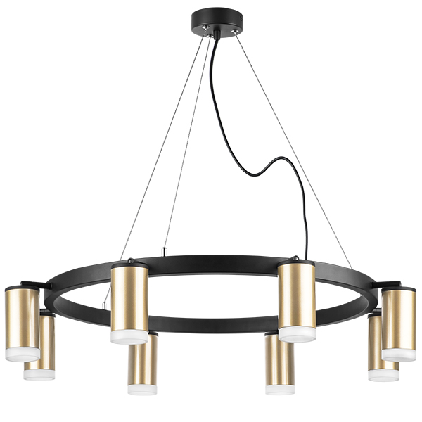 lr0184080 подвесной светильник rullo 8х50w gu10 черный/золото (571018+214440-8+202430-8), доставка по Казахстану 