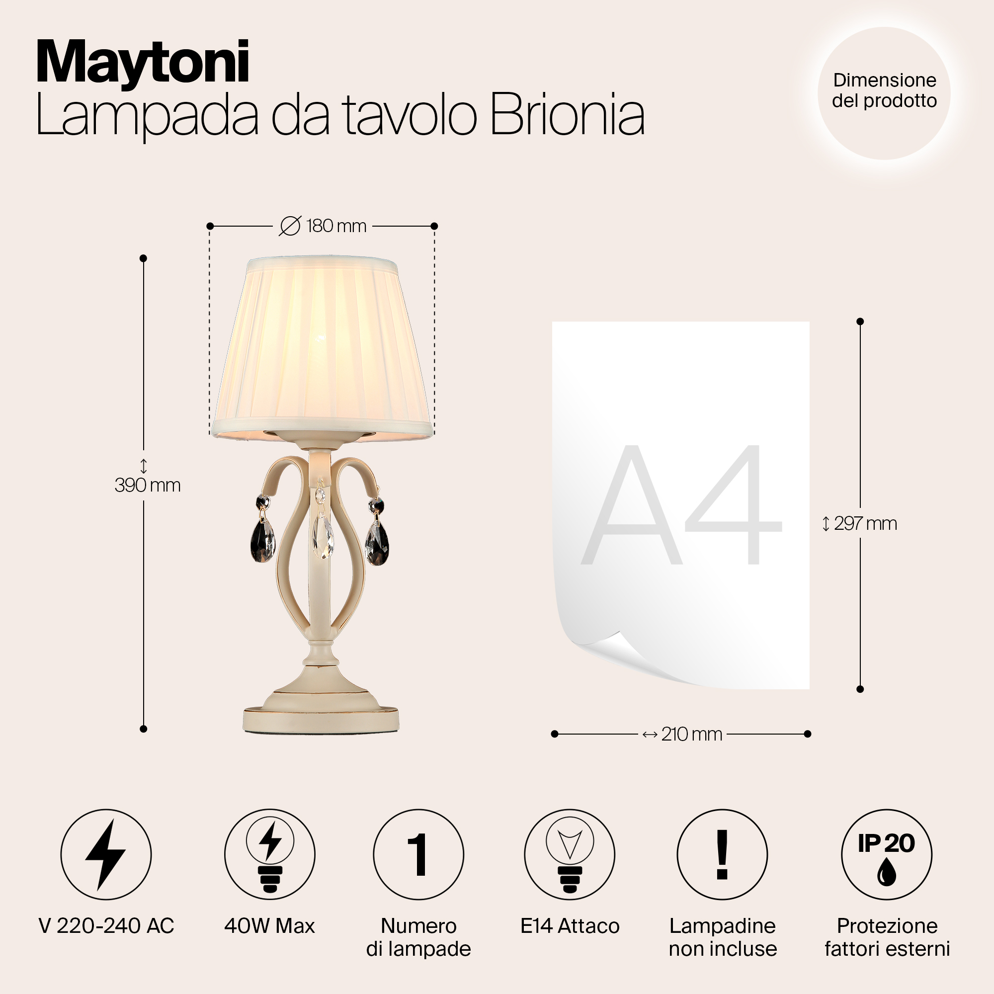 Дополнительная картинка Настольная лампа Maytoni Brionia ARM172-01-G