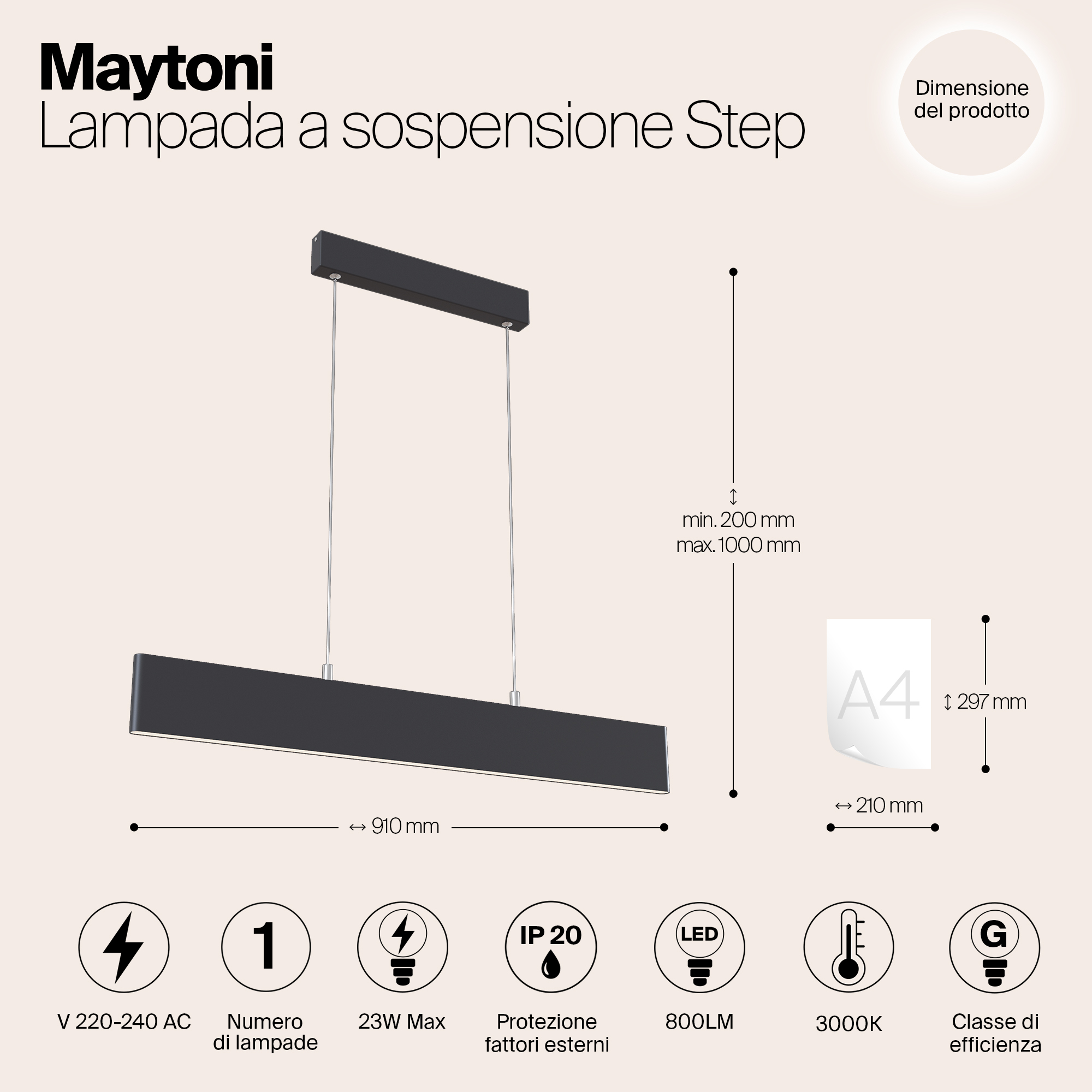 Дополнительная картинка Подвесной светодиодный светильник Maytoni Step P010PL-L23B