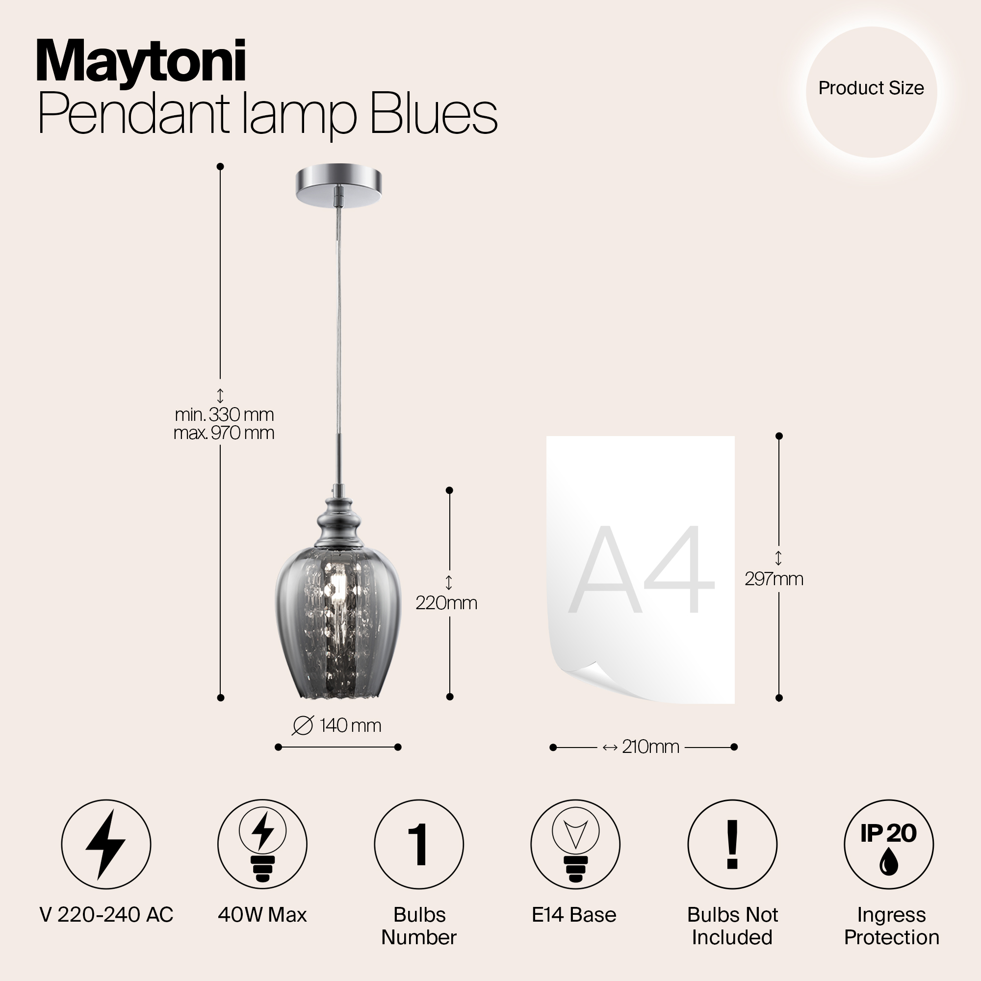 Дополнительная картинка Подвесной светильник Maytoni Blues MOD033-PL-01-N