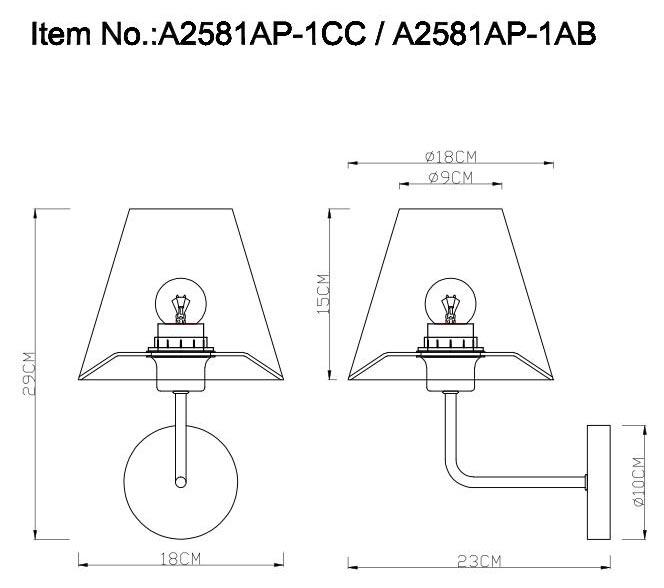 Картинка Бра Arte Lamp Elba A2581AP-1AB