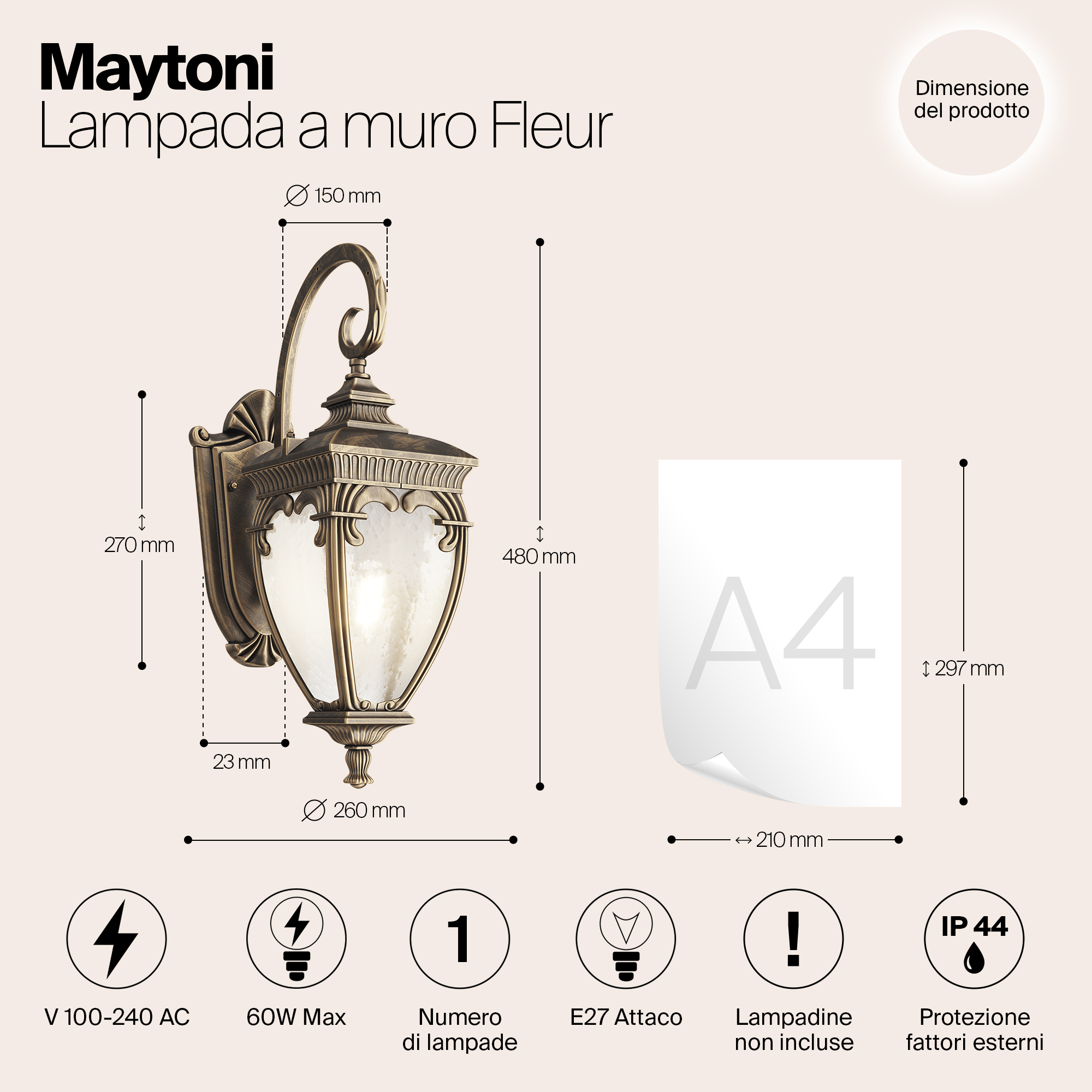 Дополнительная картинка Настенный светильник Maytoni Fleur O414WL-01GB
