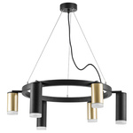 lr0164038730 подвесной светильник rullo 6х50w gu10 черный/золото (571016+214440-3+214487-3+202430-6), доставка по Казахстану 