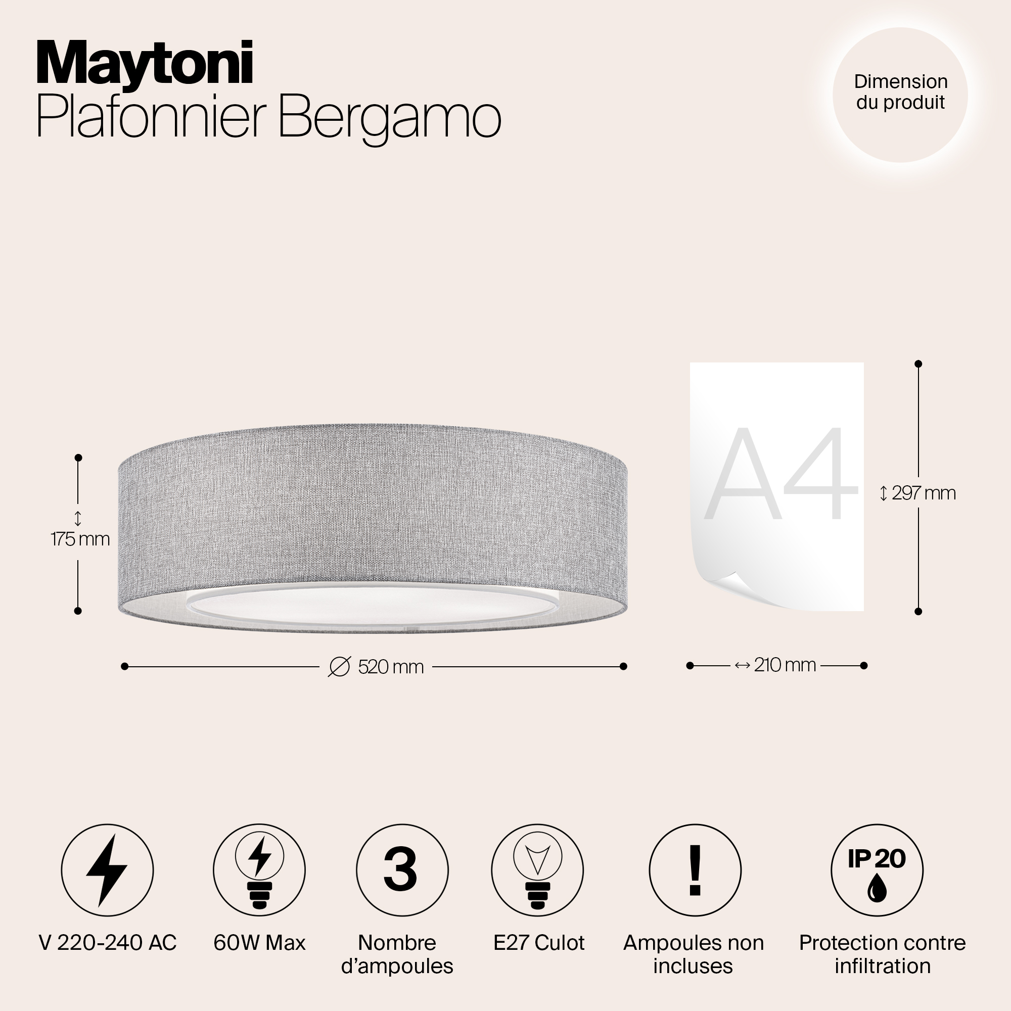 Дополнительная картинка Потолочный светильник Maytoni Bergamo MOD613CL-04GR