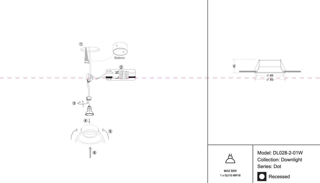 Дополнительная картинка Встраиваемый светильник Maytoni Dot DL028-2-01W