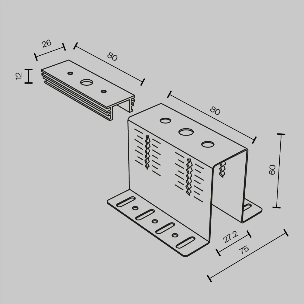 Дополнительная картинка Комплектующие для накладной трековой системы Technical TRA034HCB