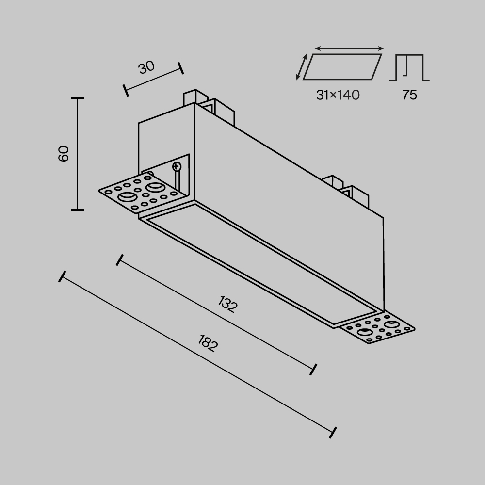Картинка Встраиваемый светильник Technical DL066-12W3-6K-TRS-W