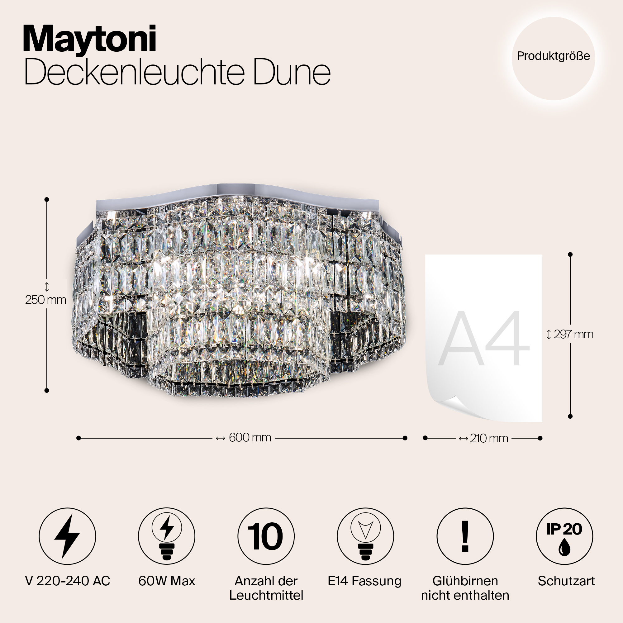 Дополнительная картинка Потолочная люстра Maytoni Dune DIA005CL-10CH