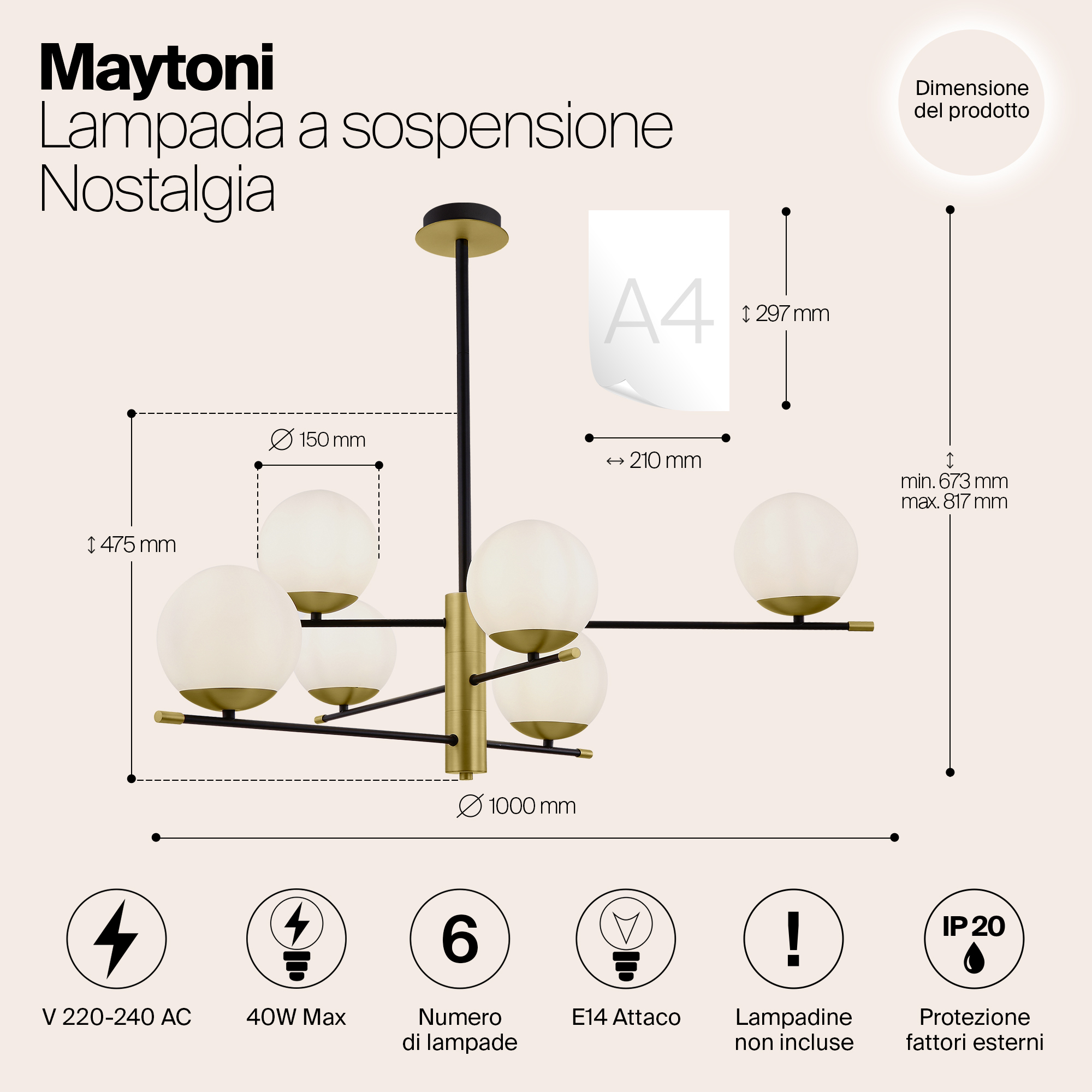 Дополнительная картинка Подвесной светильник Maytoni Nostalgia MOD048PL-06G