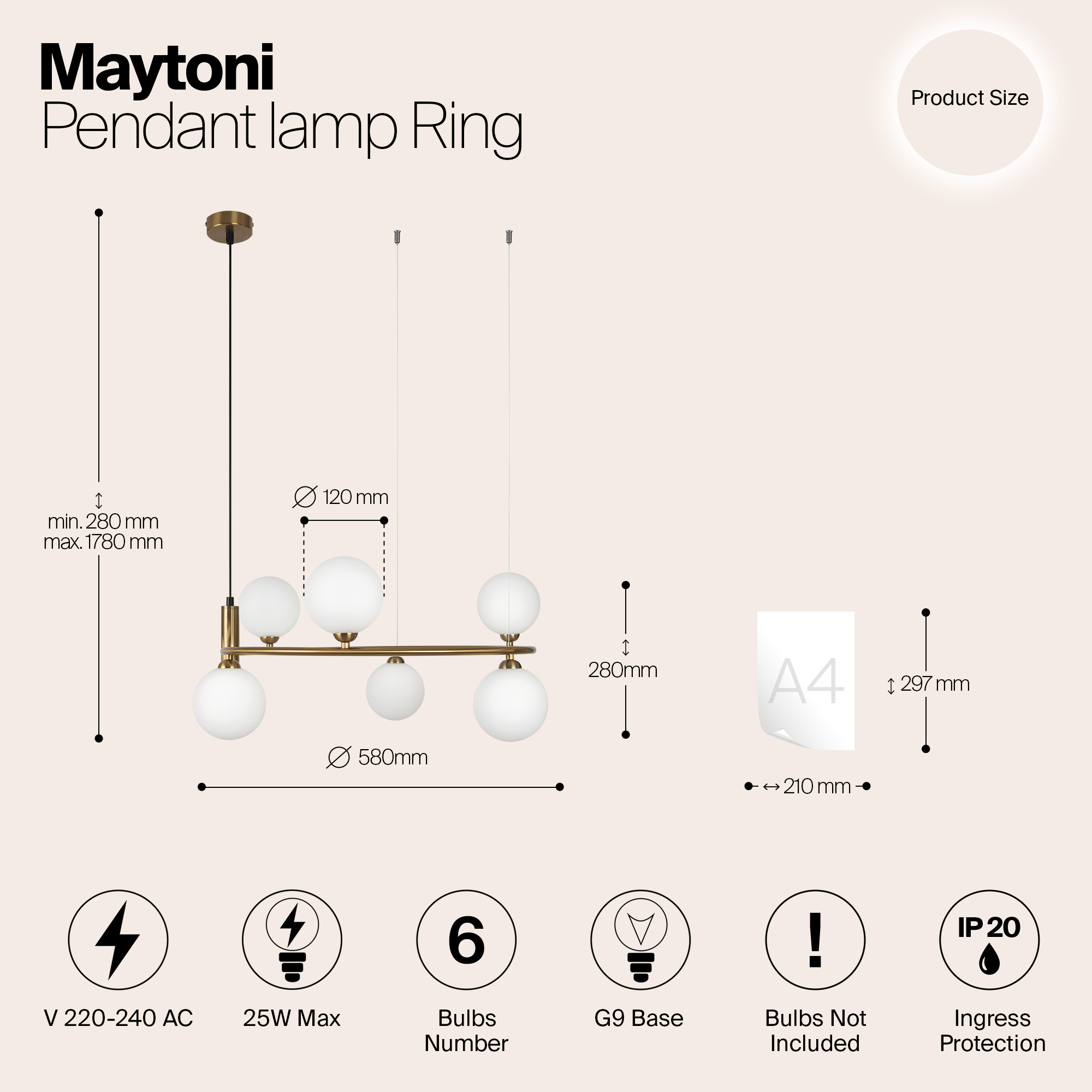 Дополнительная картинка Подвесной светильник Maytoni MOD013PL-06BS1