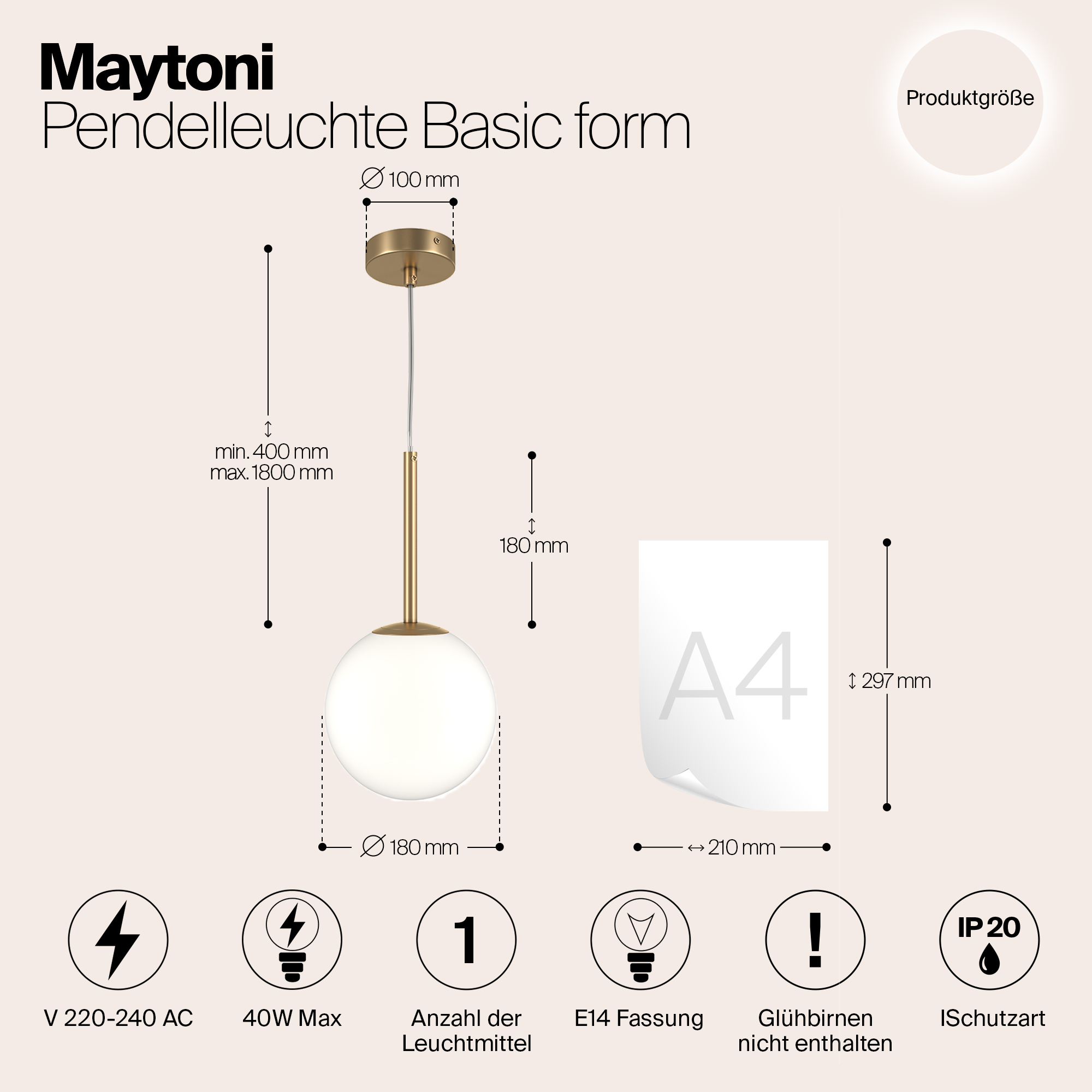 Дополнительная картинка Подвесной светильник Maytoni MOD321PL-01G2