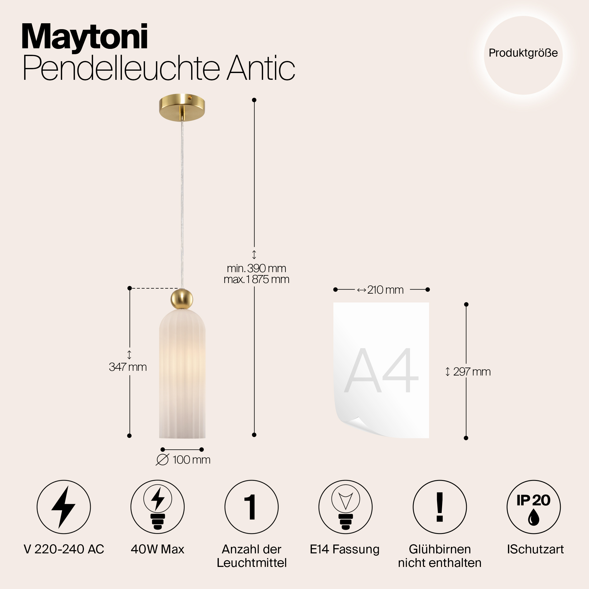 Дополнительная картинка Подвесной светильник Maytoni MOD302PL-01W