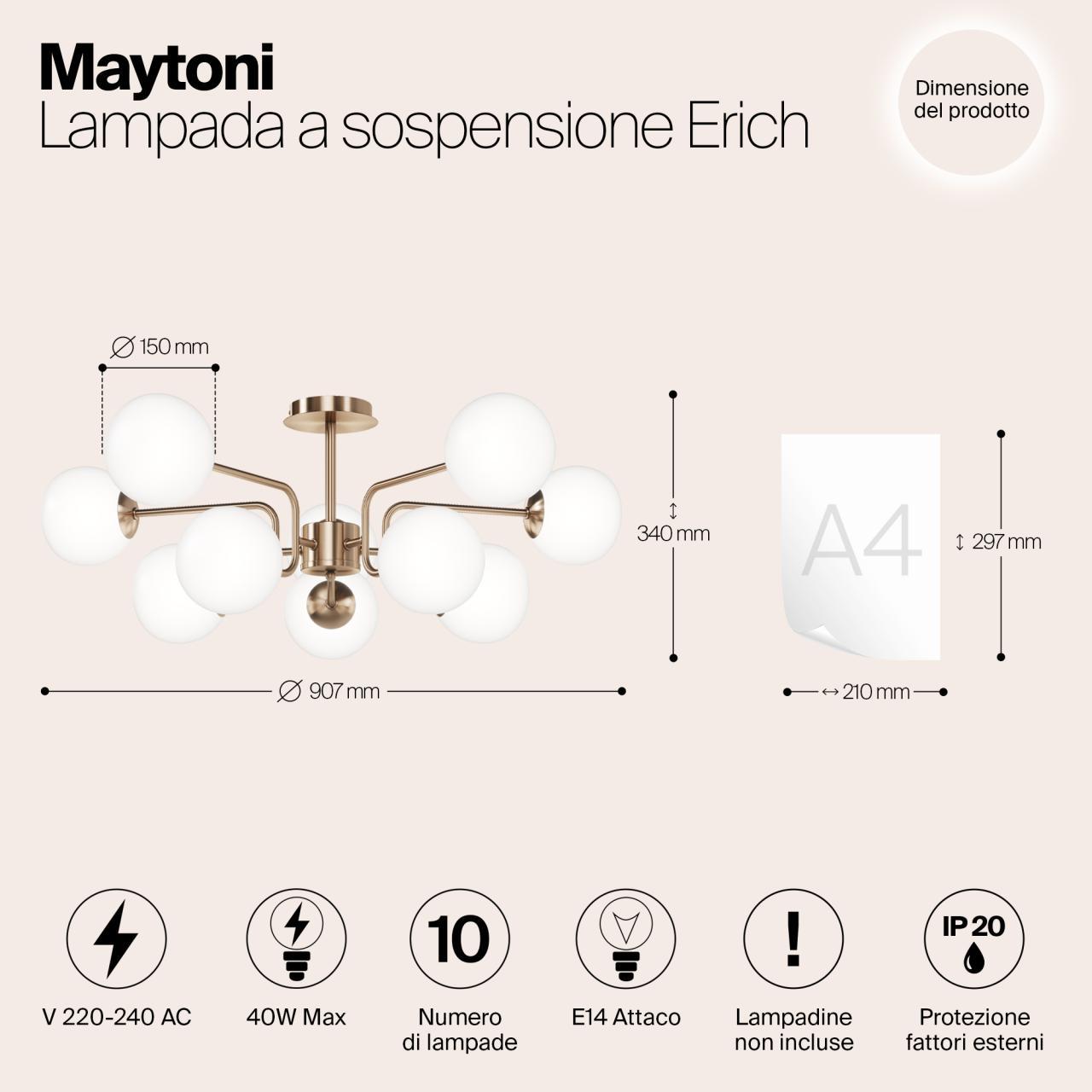 Дополнительная картинка Подвесной светильник Maytoni MOD221PL-10G
