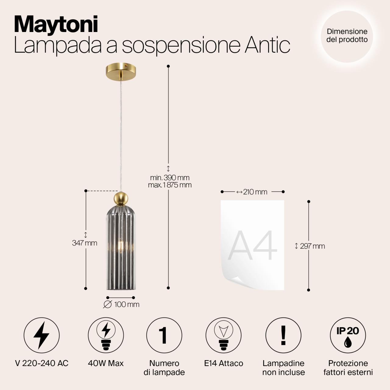 Дополнительная картинка Подвесной светильник Maytoni MOD302PL-01GR