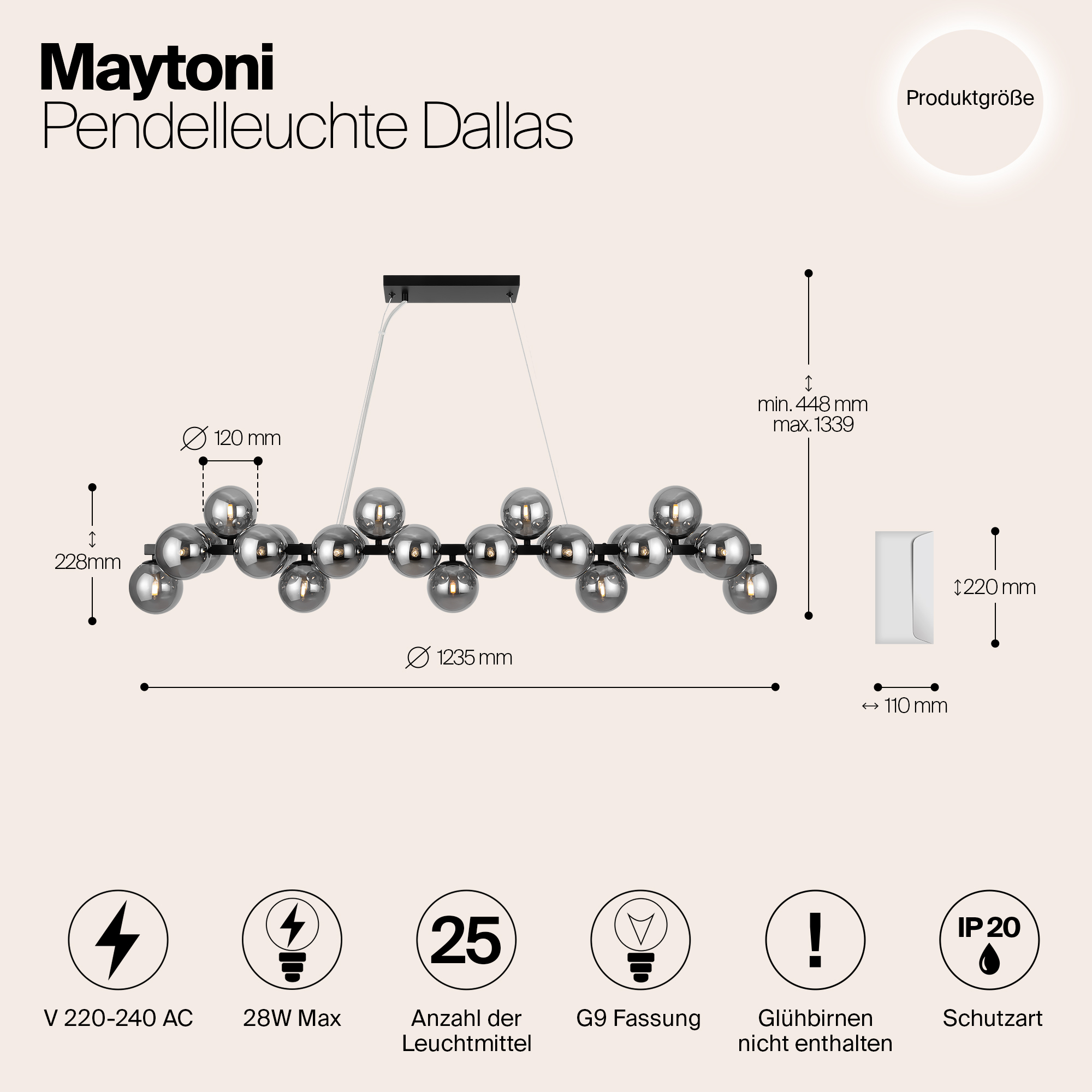 Картинка Подвесная люстра Maytoni MOD547PL-25B